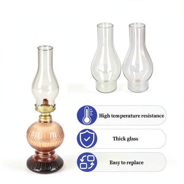 LVACODV Oil Lamp Chimney Borosilicate Glass-4