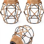Industrial Metal Lamp Shade Aksipo Black Rustic Cage Woven Hemp Rope-0