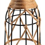 Industrial Hemp Rope Lamp Shade by Aksipo Rustic Metal Cage Black-0