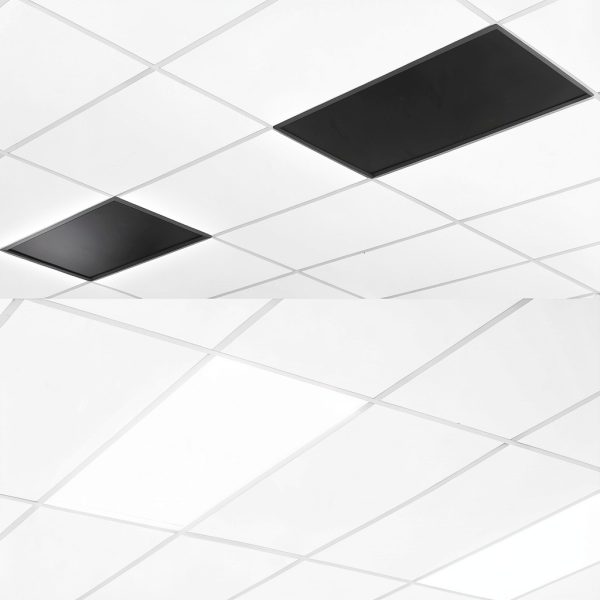 Ceiling Light Cover Aksipo 4x2 ft Black Polyester Magnetic Set-2