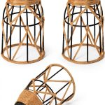 Industrial Mini Lamp Shade Aksipo Black Hemp Rope Metal Cage 3pcs-0