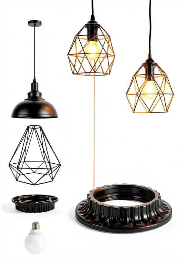 Quadafy Black Lamp Shade Ring 9-Pack Industrial Round Aluminum-4