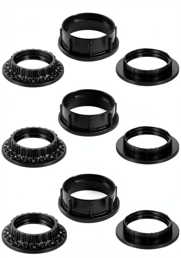 Quadafy Black Lamp Shade Ring 9-Pack Industrial Round Aluminum-0