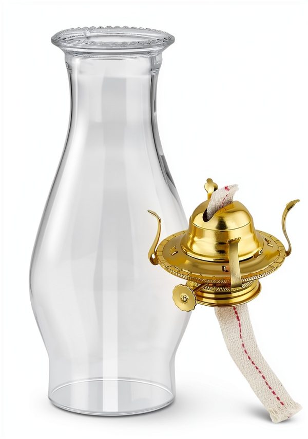 Oil Lamp Chimney Replacement,3 Inch x 8 Inch Kerosene Lamp Globe,Clear Glass Oil Lamp Globe, Crimped Top Hurricane Lamp Shade Cover,Glass Chimney for Oil Lamps(1 Pack)-1