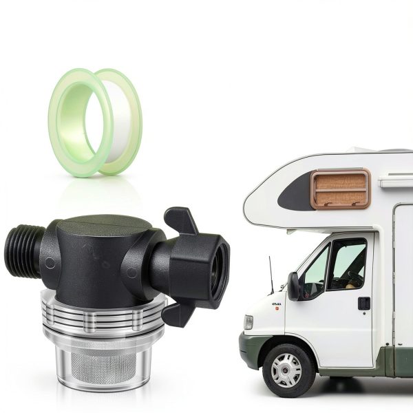Dreyoo Water Pump Strainer Filter, Compatible with Shurflo Swivel Nut 255-315, 1/2 Inch Fitting with 50 Mesh Stainless Steel Screen and 6.6 FT Tape-6