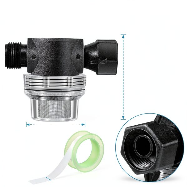 Dreyoo Water Pump Strainer Filter, Compatible with Shurflo Swivel Nut 255-315, 1/2 Inch Fitting with 50 Mesh Stainless Steel Screen and 6.6 FT Tape-1