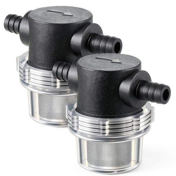 1/2 Inches Water Pump Strainer, Compatible with 3/8 Inches Hose Barb In-Line Strainer Twist-On Pipe Sprayer Filter for Water Pump 12V Direct Current 80 PSI RV Camper Marine Boat Lawn (2)-0