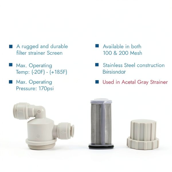NeoFit Acetal Gray 3-8 Push-in Filter Strainer 100 Mesh 150 Micron-8