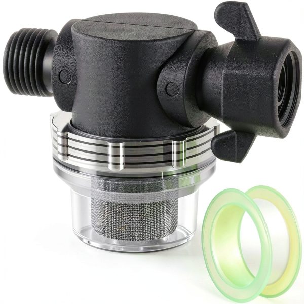 Dreyoo Water Pump Strainer Filter, Compatible with Shurflo Swivel Nut 255-315, 1/2 Inch Fitting with 50 Mesh Stainless Steel Screen and 6.6 FT Tape-0